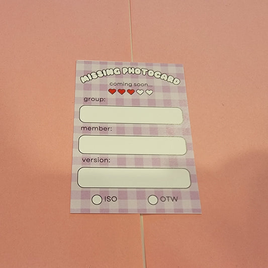 Photocard Binder Missing Card Inserts