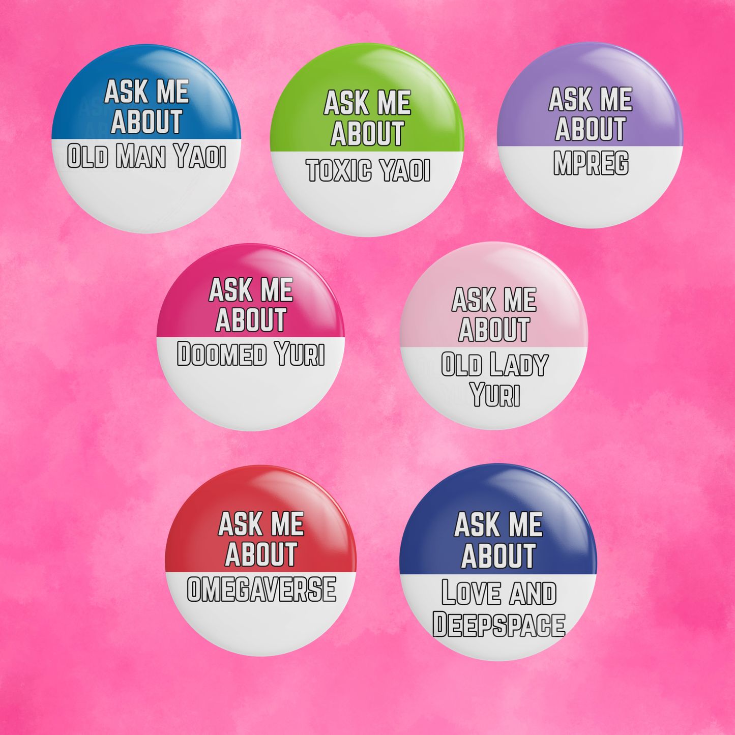 Ask Me About... Trope Book Fiction Large Button Pins